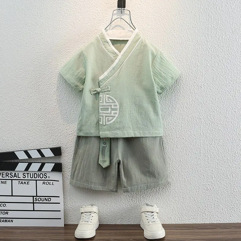 Boys Chinese Tang Suit Cotton 3-4Yr Ethnic Two-Piece Set - Image 4