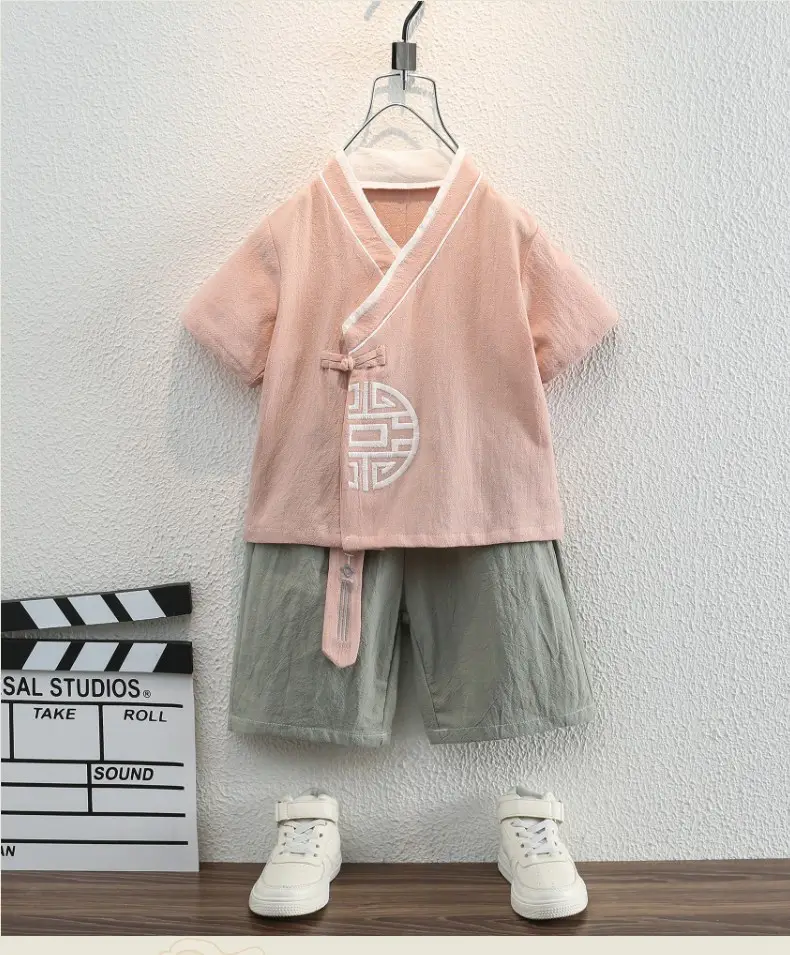 Boys Chinese Tang Suit Cotton 3-4Yr Ethnic Two-Piece Set — feature 7