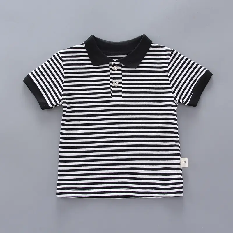 Boys Striped T-Shirt Shorts Set White Black Casual Summer — feature 4