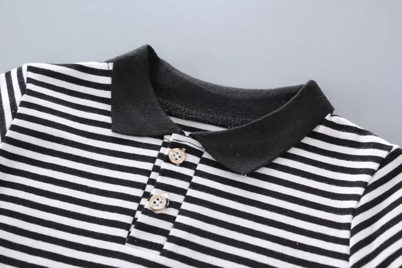 Boys Striped T-Shirt Shorts Set White Black Casual Summer — feature 5