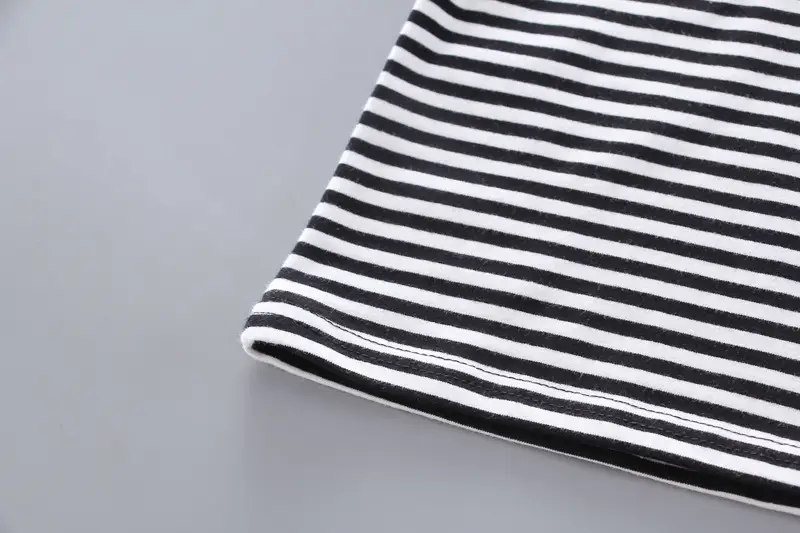 Boys Striped T-Shirt Shorts Set White Black Casual Summer — feature 7