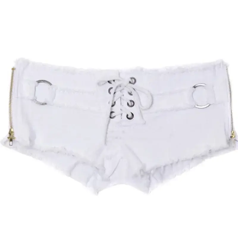 Black Cotton Low Waist Slimming Shorts with Side Slit Strap - Image 4