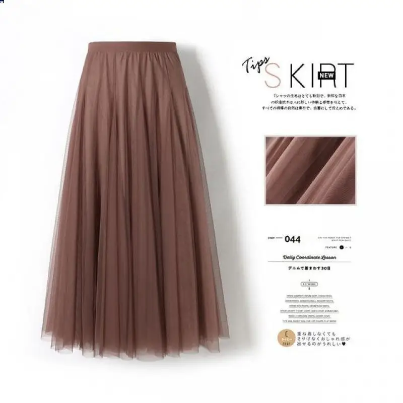 Fairy Gauze Pleated Skirt Red Mid Length