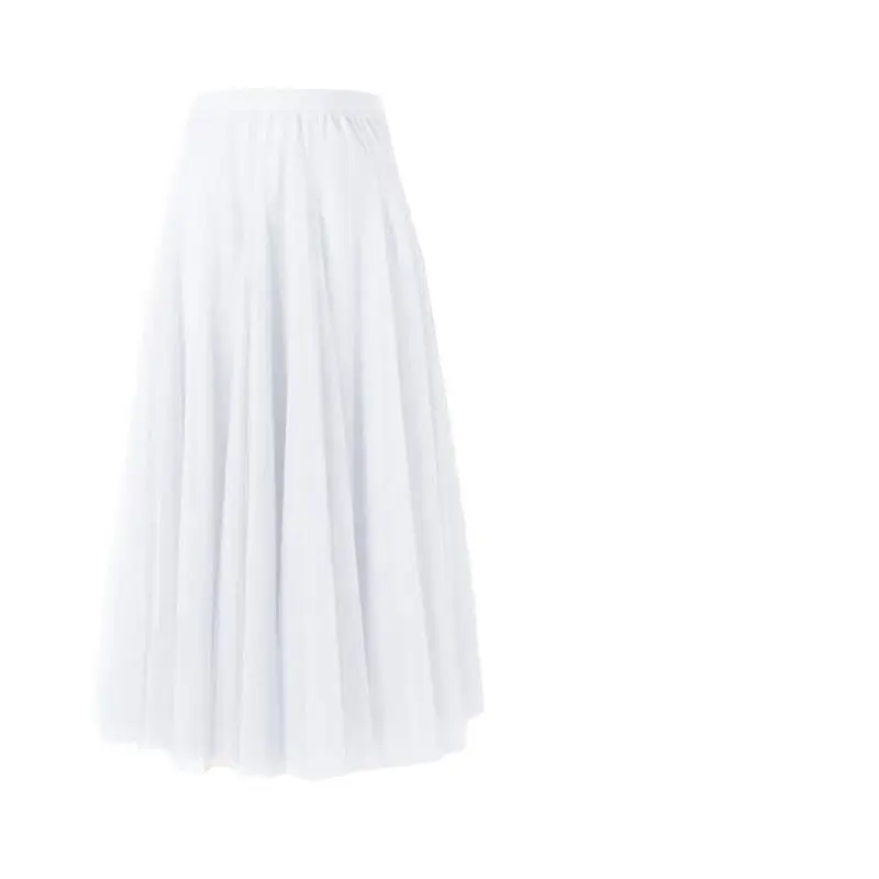 Fairy Gauze Pleated Skirt Red Mid Length