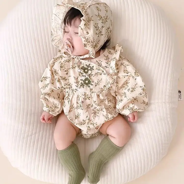 Baby Floral Jumpsuit Set Spring Autumn Western Style - Image 2