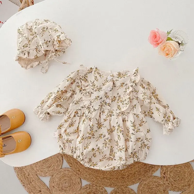 Baby Floral Jumpsuit Set Spring Autumn Western Style - Image 3