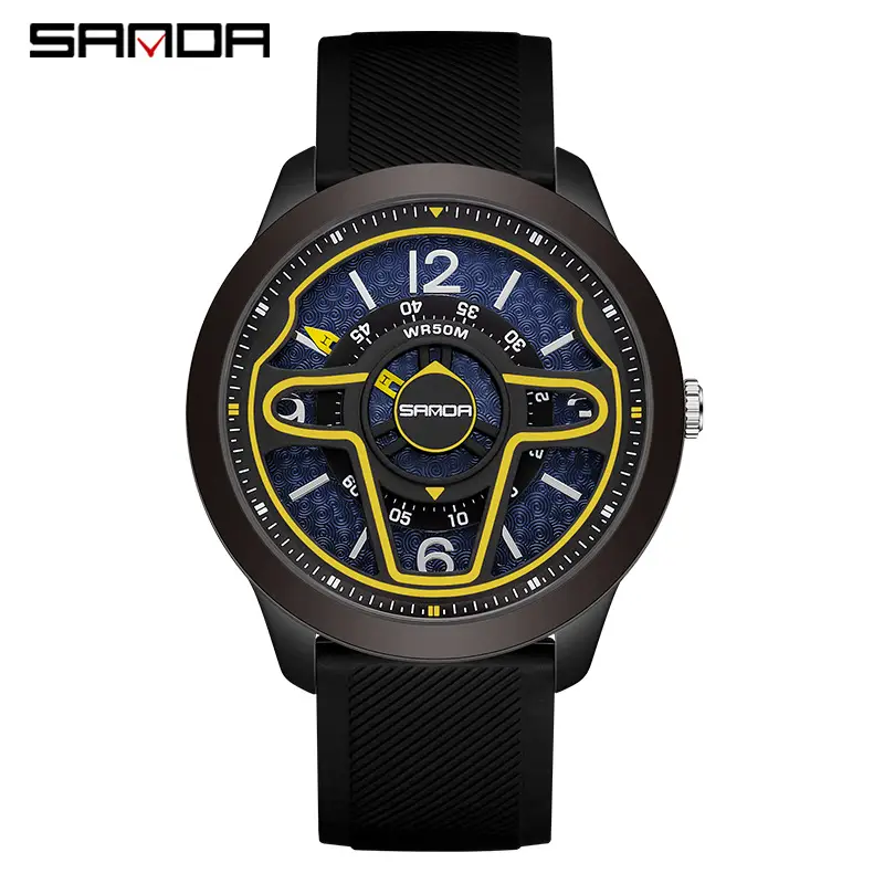 Sanda Red Digital Men's Watch with Rotating Reads - Image 3