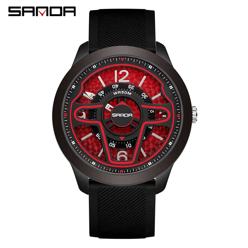 Sanda Red Digital Men's Watch with Rotating Reads - Image 2