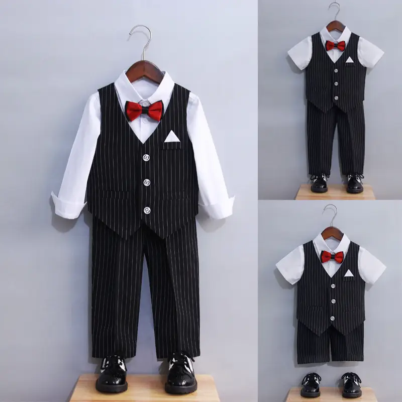 Boys Striped Vest Suit Spring Summer New Student Dress - Image 6