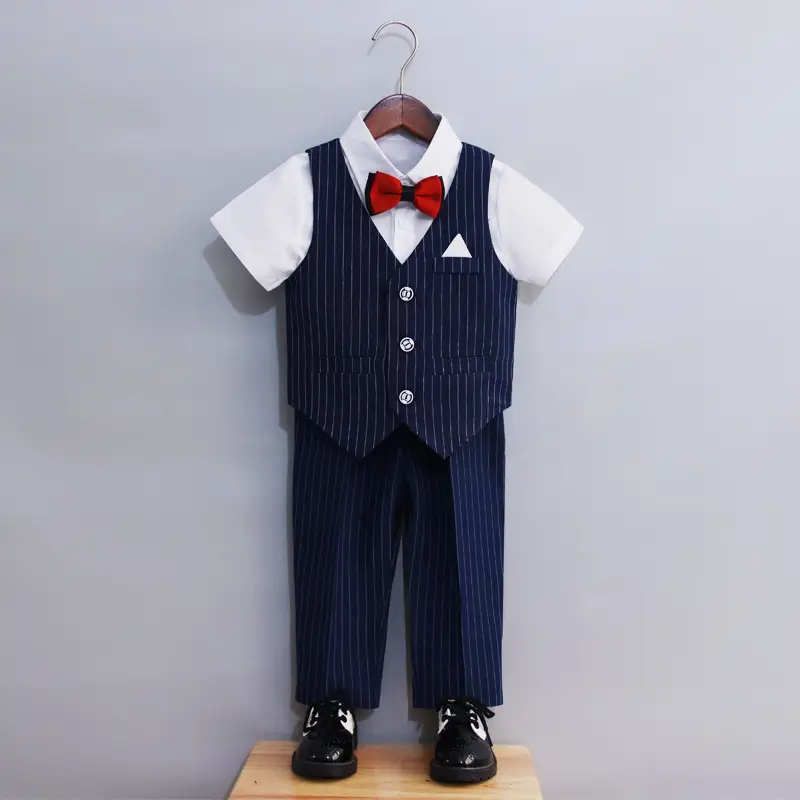 Boys Striped Vest Suit Spring Summer New Student Dress - Image 7