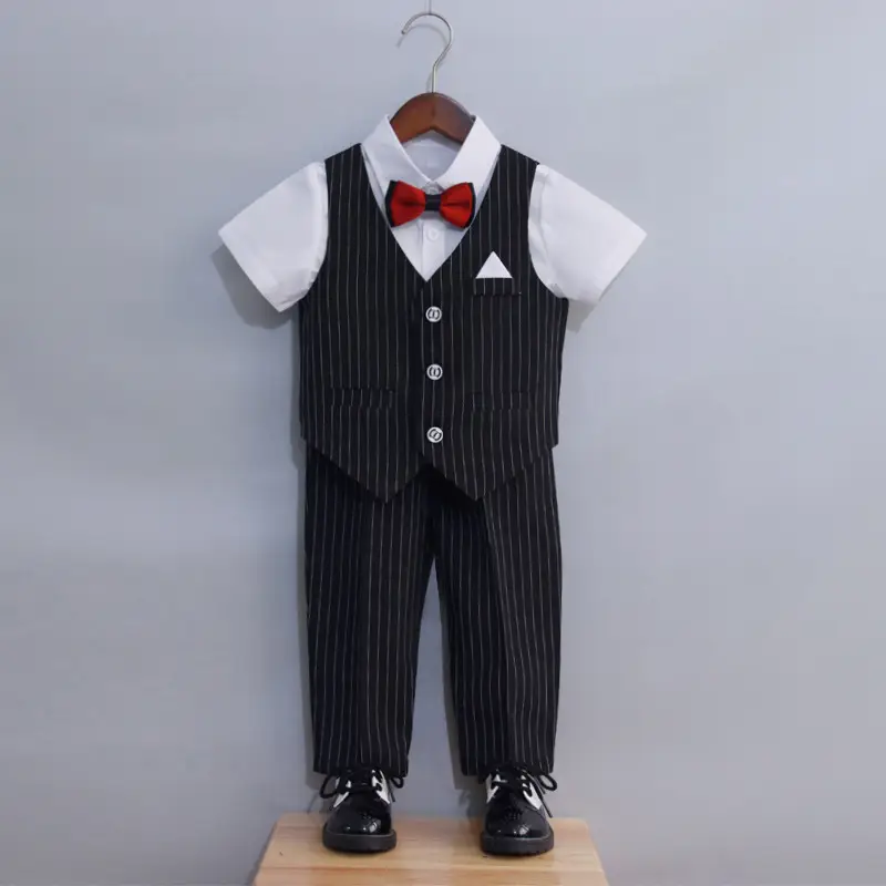 Boys Striped Vest Suit Spring Summer New Student Dress - Image 8