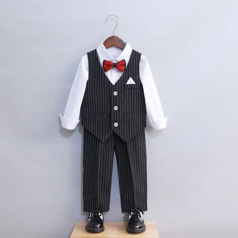 Boys Striped Vest Suit Spring Summer New Student Dress — feature 5