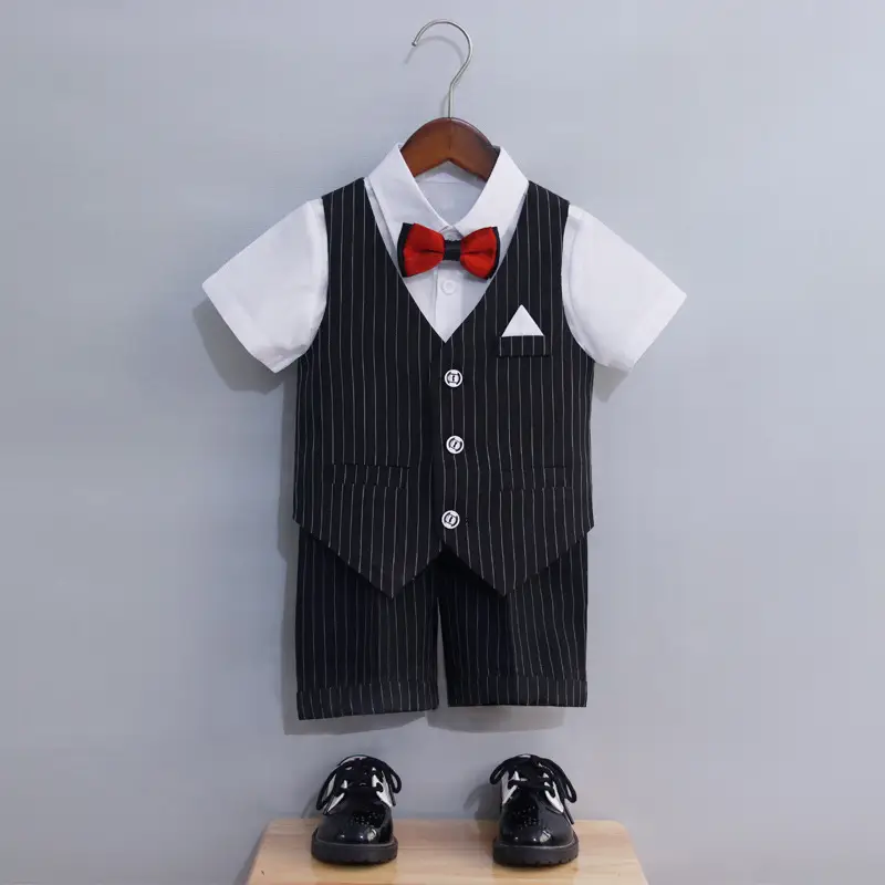 Boys Striped Vest Suit Spring Summer New Student Dress — feature 7