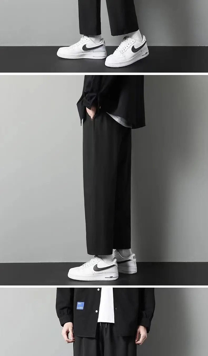Men's Olive Green Wide Leg Ice Silk Pants — feature 6