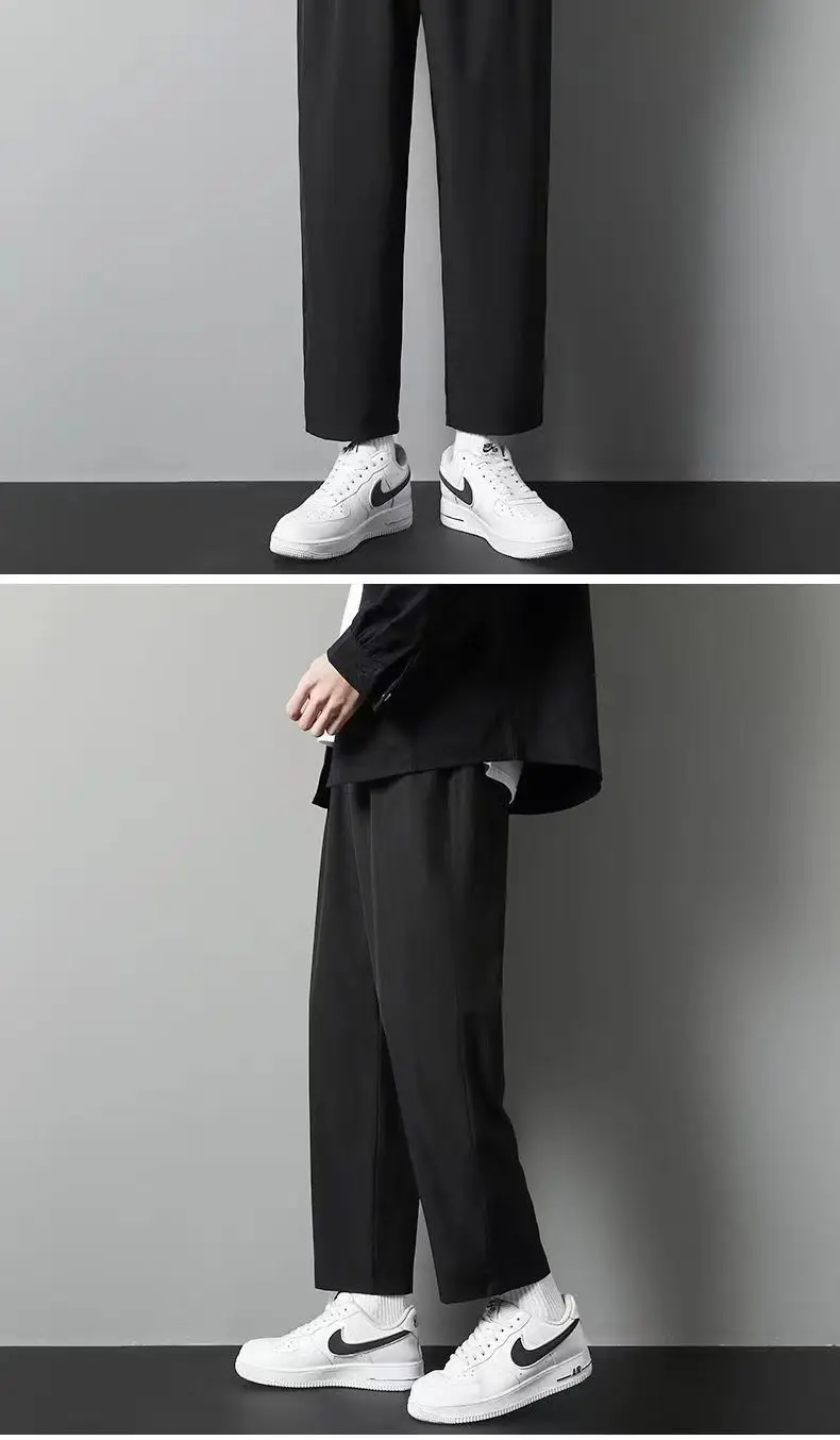 Men's Olive Green Wide Leg Ice Silk Pants — feature 7