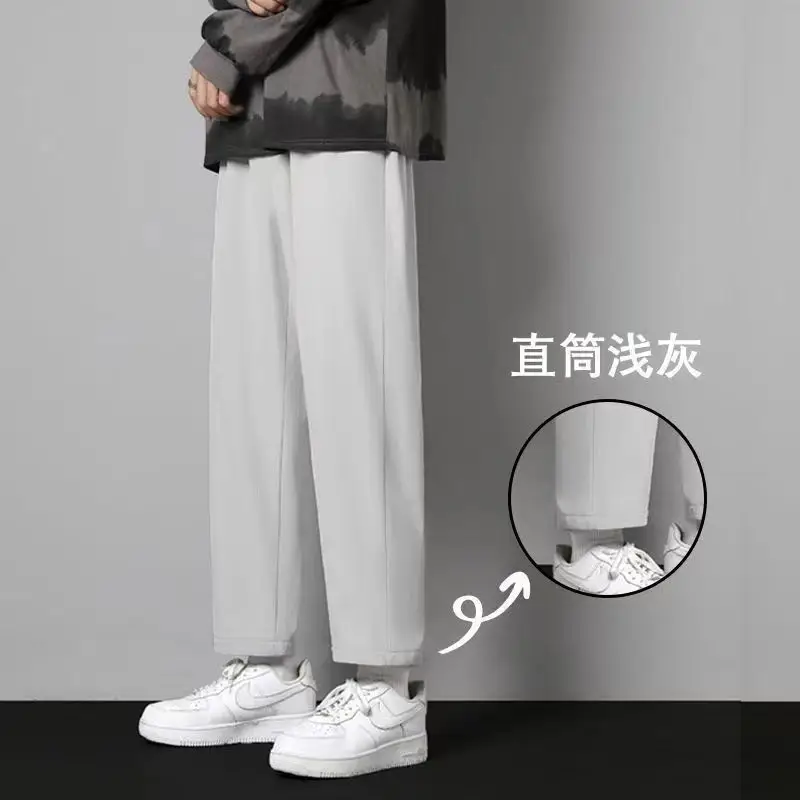 Men's Olive Green Wide Leg Ice Silk Pants - Image 4