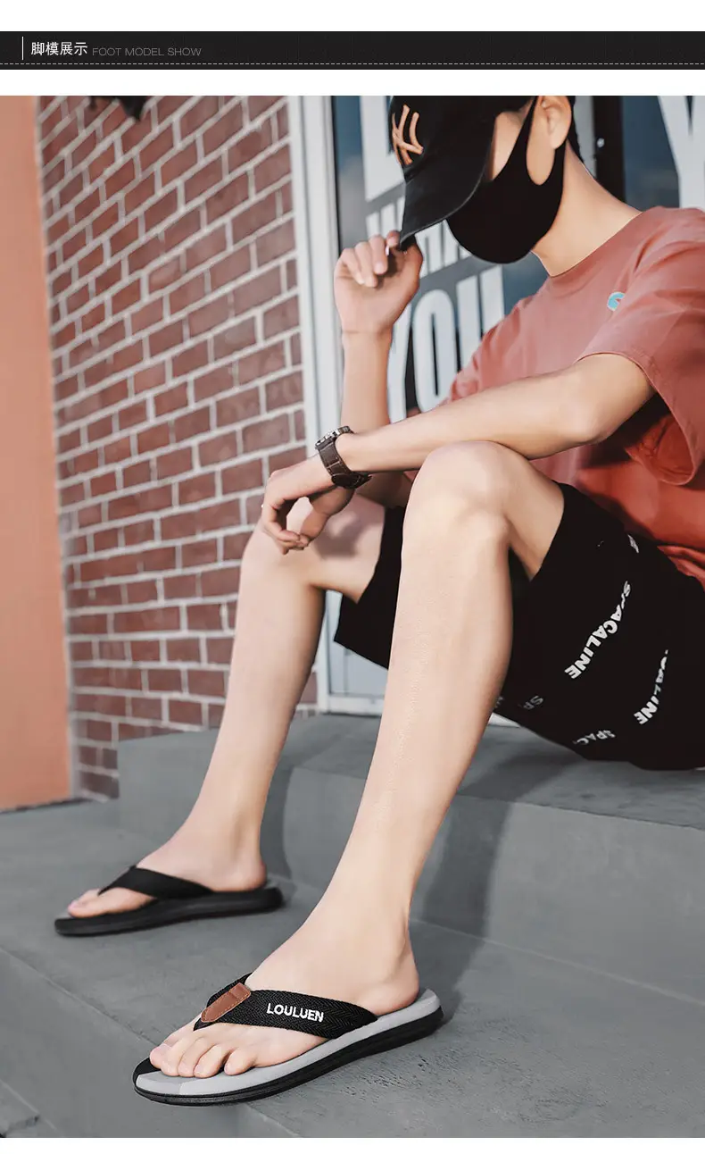 Men's Black & Gray Casual Sandals with Logo — feature 10