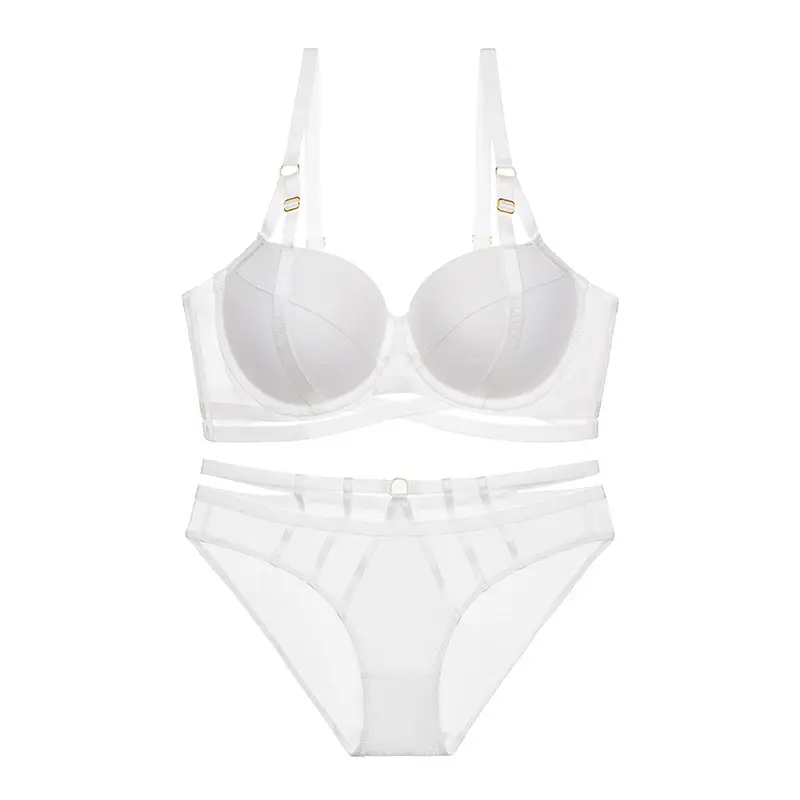 White Cross-Border Bra Set with Side Retraction & Push Up - Image 4
