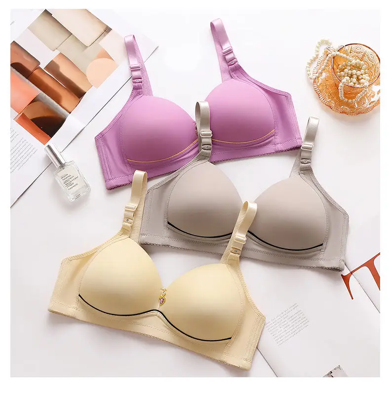 2023 new style large size thin non-rimless gathered underwear upper support adjustable fat mm simple non-magnetic glossy bra — feature 14