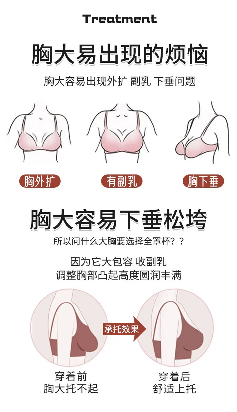 2023 new style large size thin non-rimless gathered underwear upper support adjustable fat mm simple non-magnetic glossy bra — feature 2