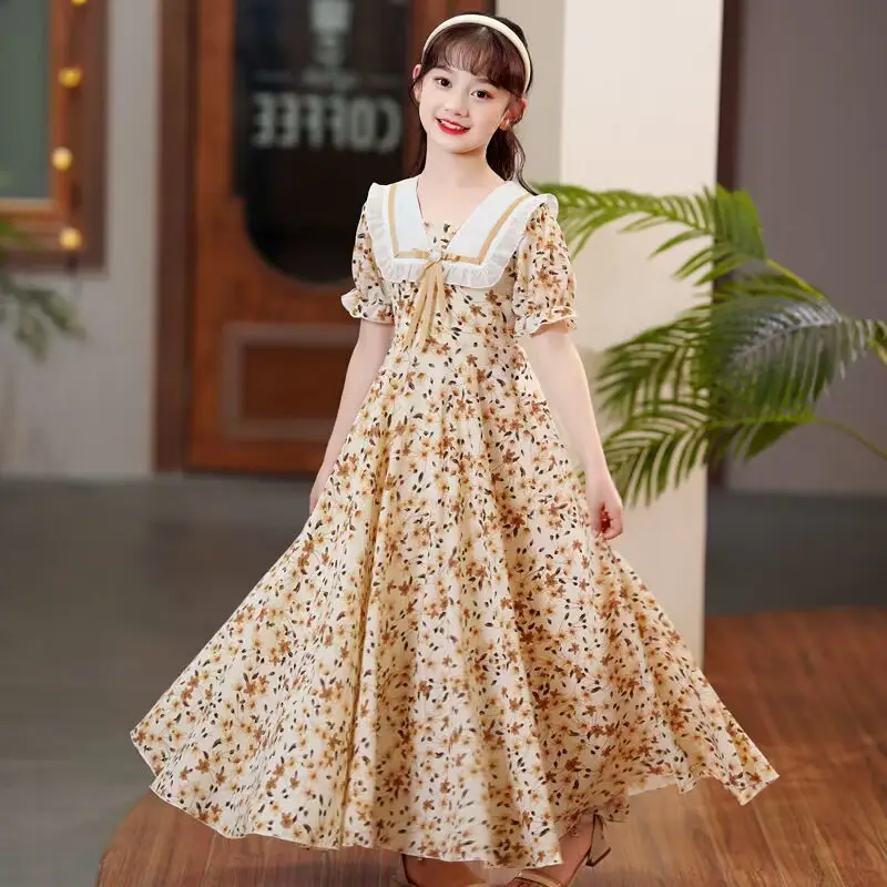 Girls Floral Chiffon Dress Summer Short Sleeve - Image 10