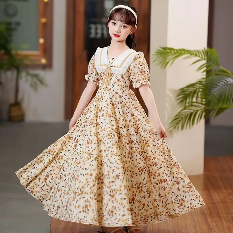 Girls Floral Chiffon Dress Summer Short Sleeve - Image 12