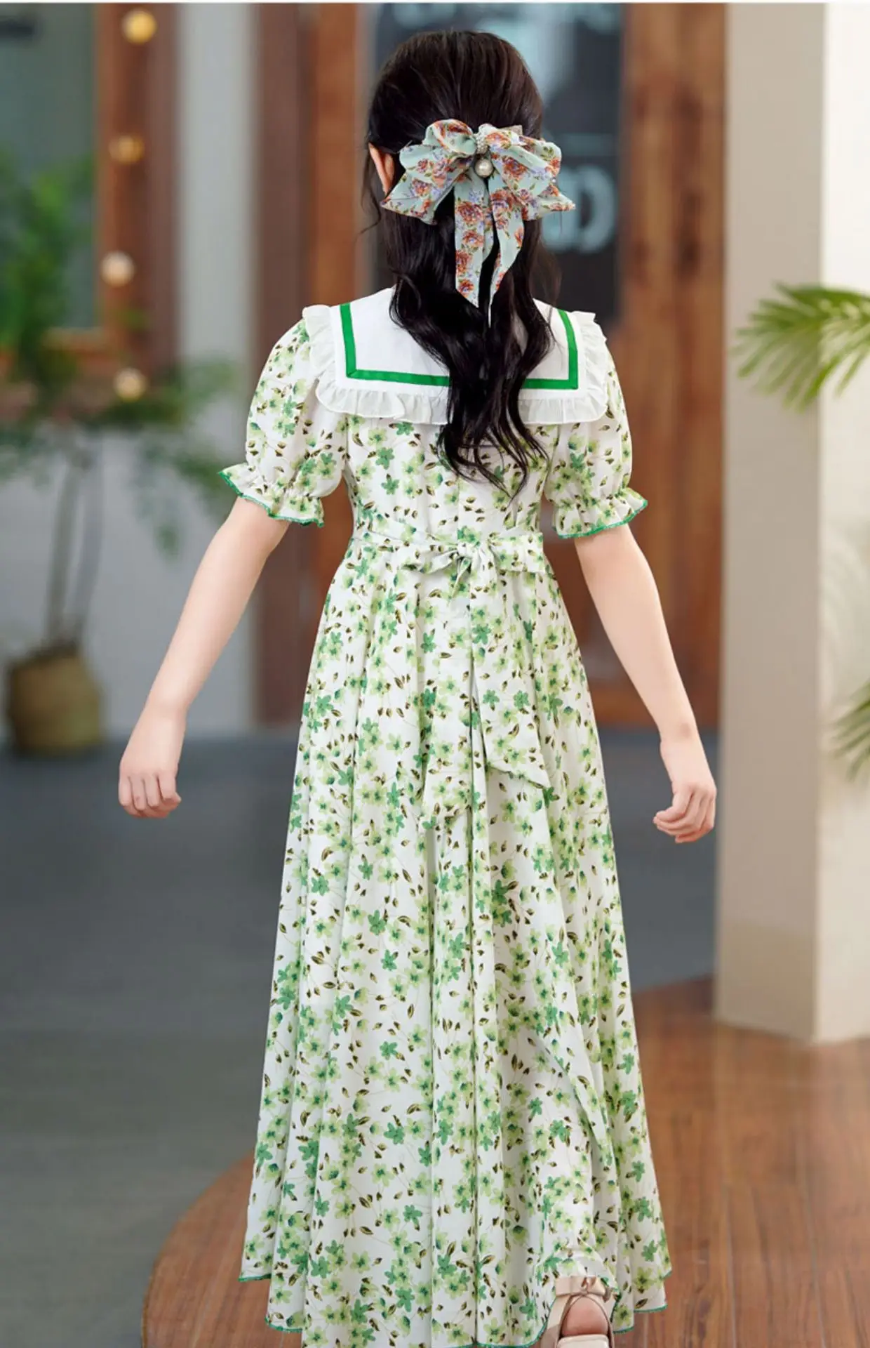 Girls Floral Chiffon Dress Summer Short Sleeve — feature 13