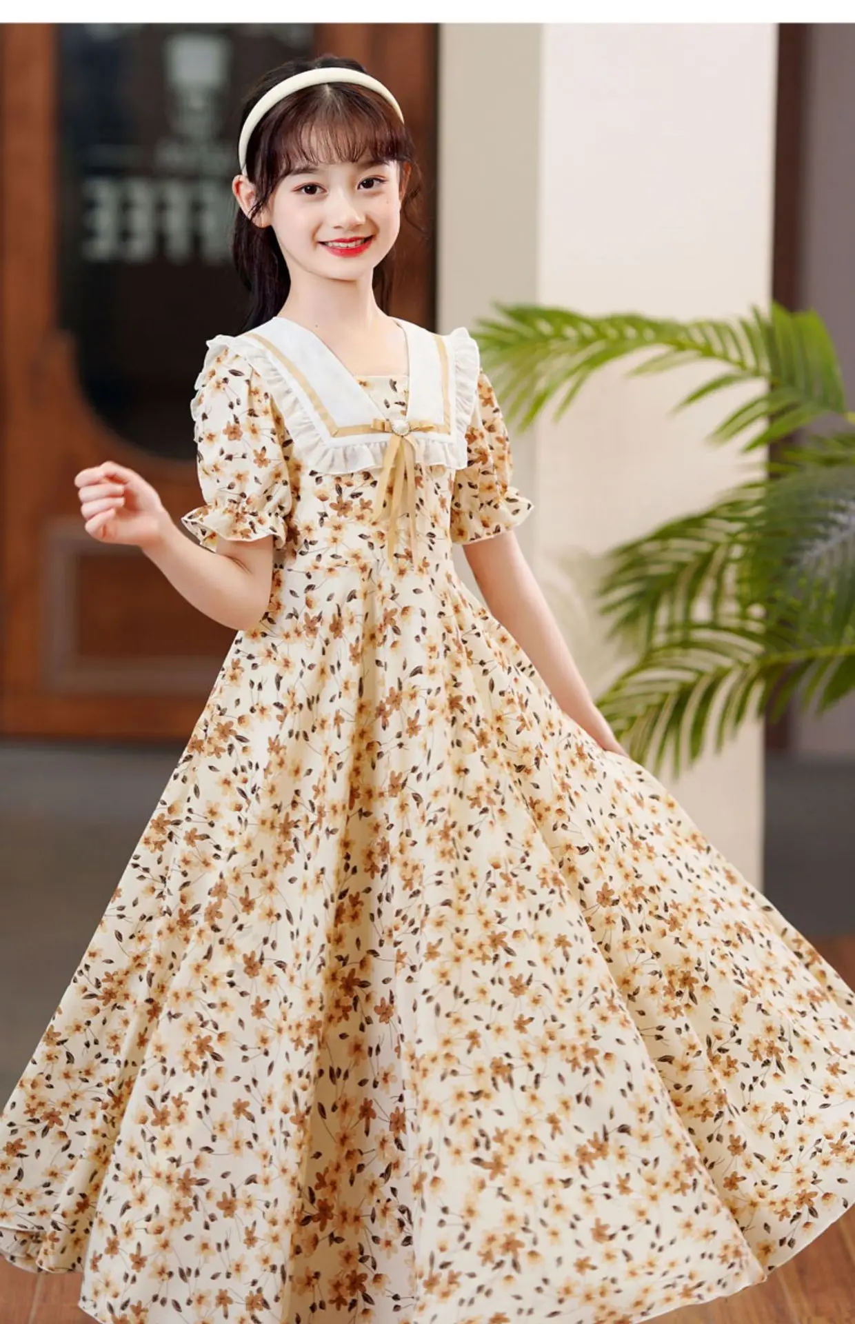 Girls Floral Chiffon Dress Summer Short Sleeve — feature 14