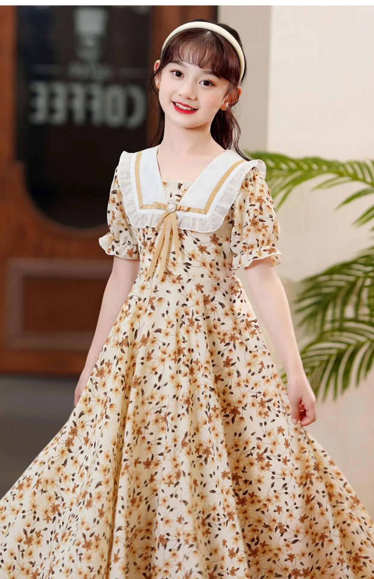 Girls Floral Chiffon Dress Summer Short Sleeve — feature 17