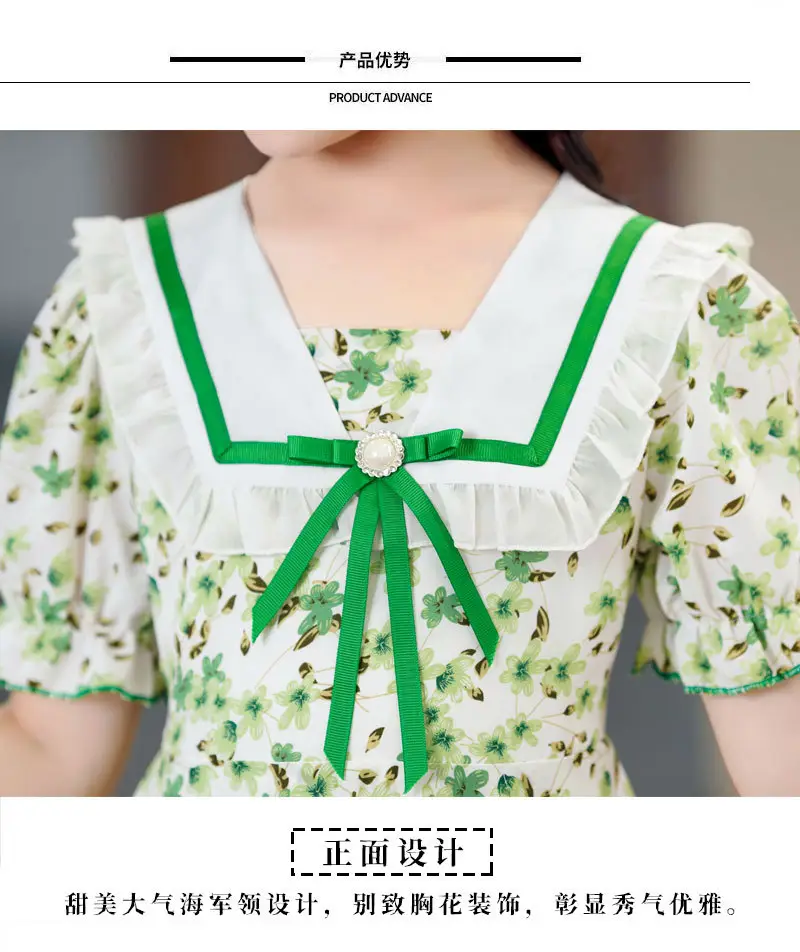 Girls Floral Chiffon Dress Summer Short Sleeve — feature 4