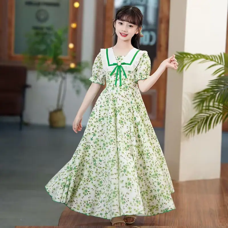 Girls Floral Chiffon Dress Summer Short Sleeve - Image 2