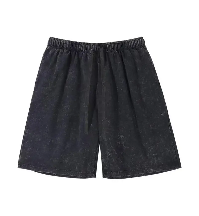 Green Distressed Cotton Shorts with Drawstring - Image 11