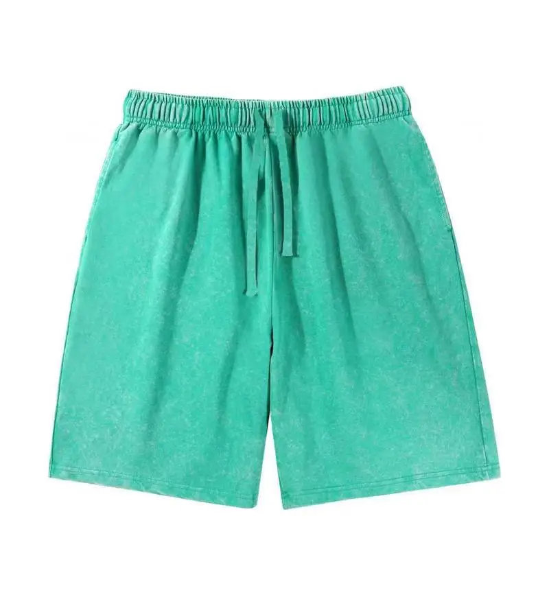 Green Distressed Cotton Shorts with Drawstring - Image 15
