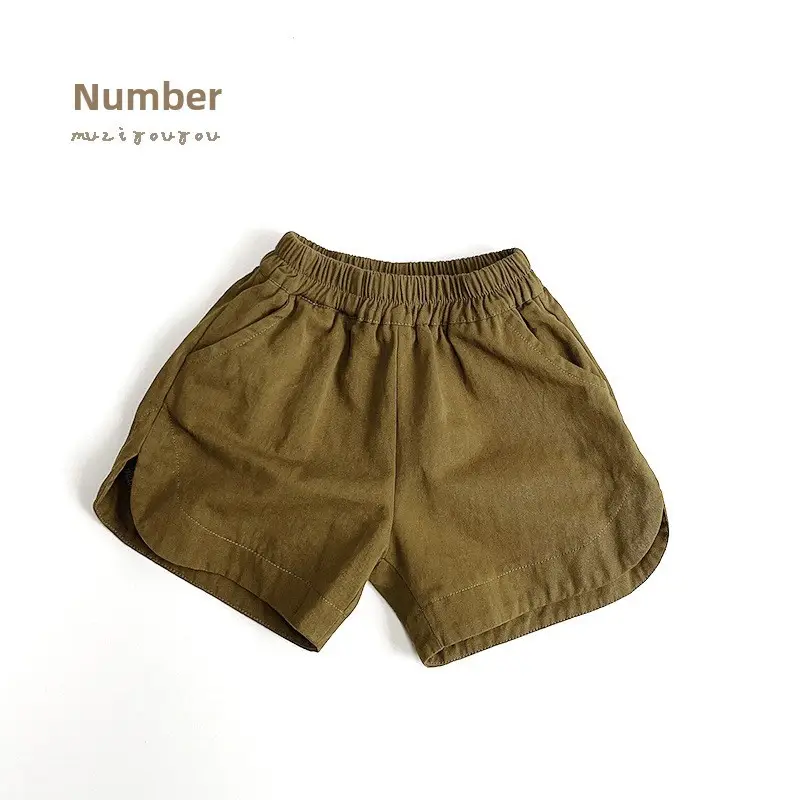 Kids Cotton Shorts Olive Green 2026 Summer - Image 4