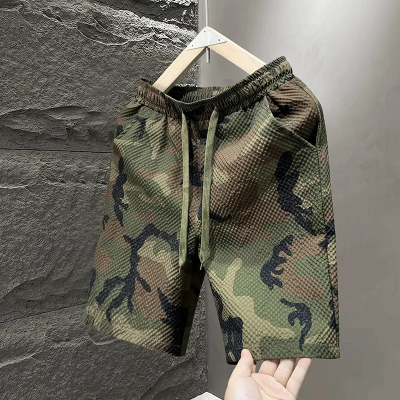 Men Blue Printed Camo Shorts Summer Casual Running Shorts - Image 4