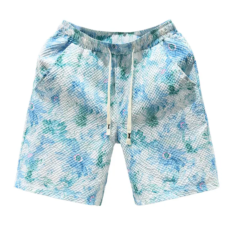 Men Blue Printed Camo Shorts Summer Casual Running Shorts - Image 7