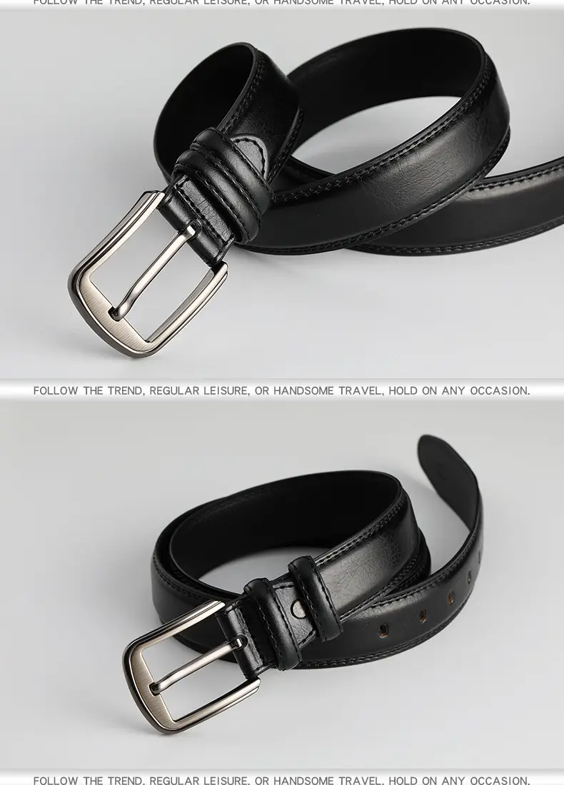 Men's Genuine Leather Belt Brown Silver Buckle β feature 10