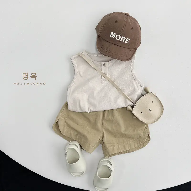 Kids Sleeveless T-Shirt Grey 2026 Summer Korean Style - Image 7