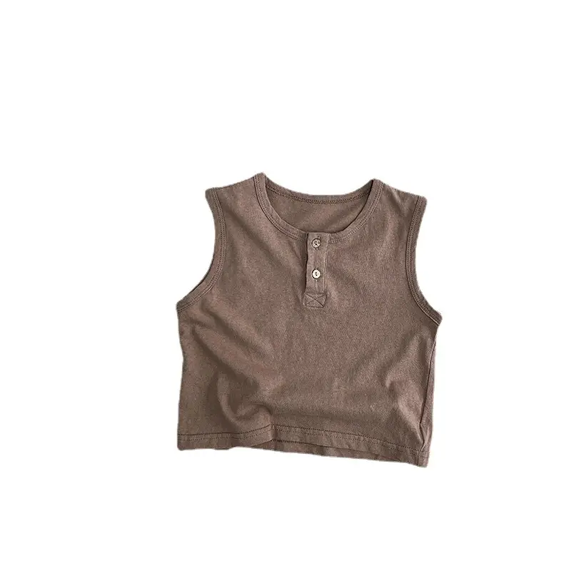 Kids Sleeveless T-Shirt Grey 2026 Summer Korean Style - Image 9