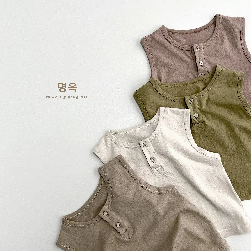 Kids Sleeveless T-Shirt Grey 2026 Summer Korean Style — feature 20