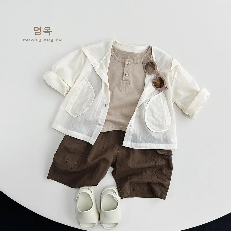 Kids Sleeveless T-Shirt Grey 2026 Summer Korean Style — feature 22