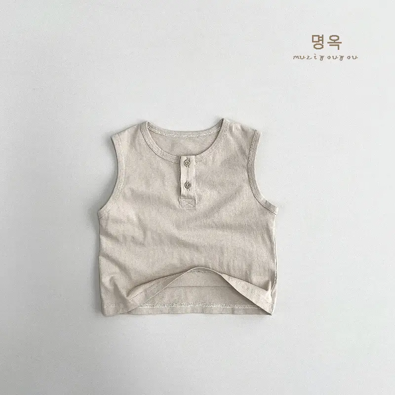 Kids Sleeveless T-Shirt Grey 2026 Summer Korean Style - Image 4