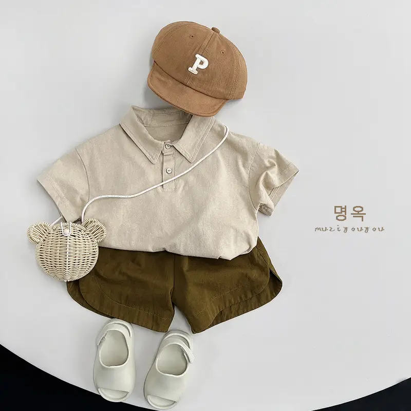 White Cotton Boys Polo Shirt Short Sleeve Summer