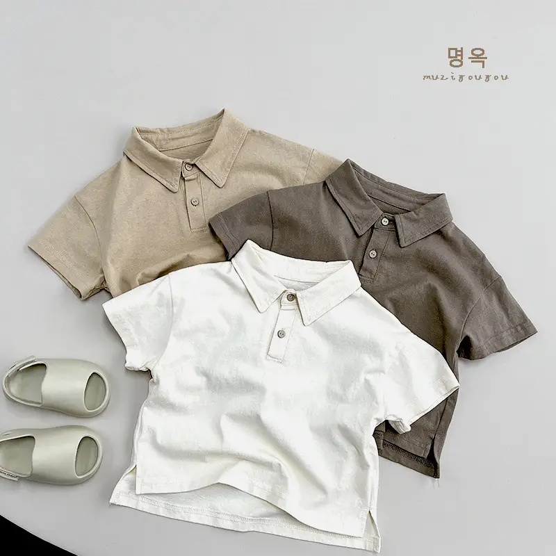 White Cotton Boys Polo Shirt Short Sleeve Summer — feature 20