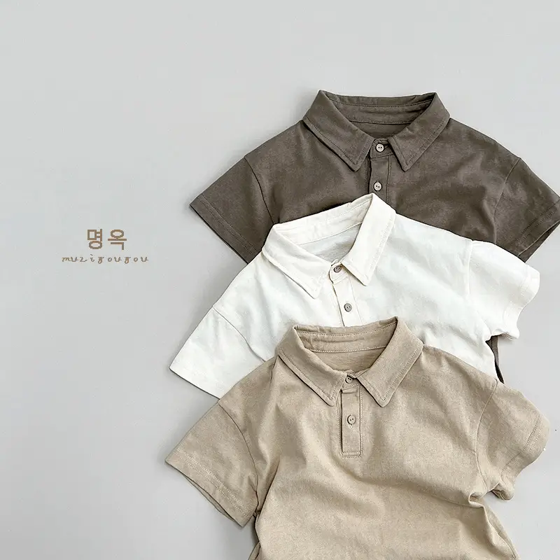 White Cotton Boys Polo Shirt Short Sleeve Summer — feature 21
