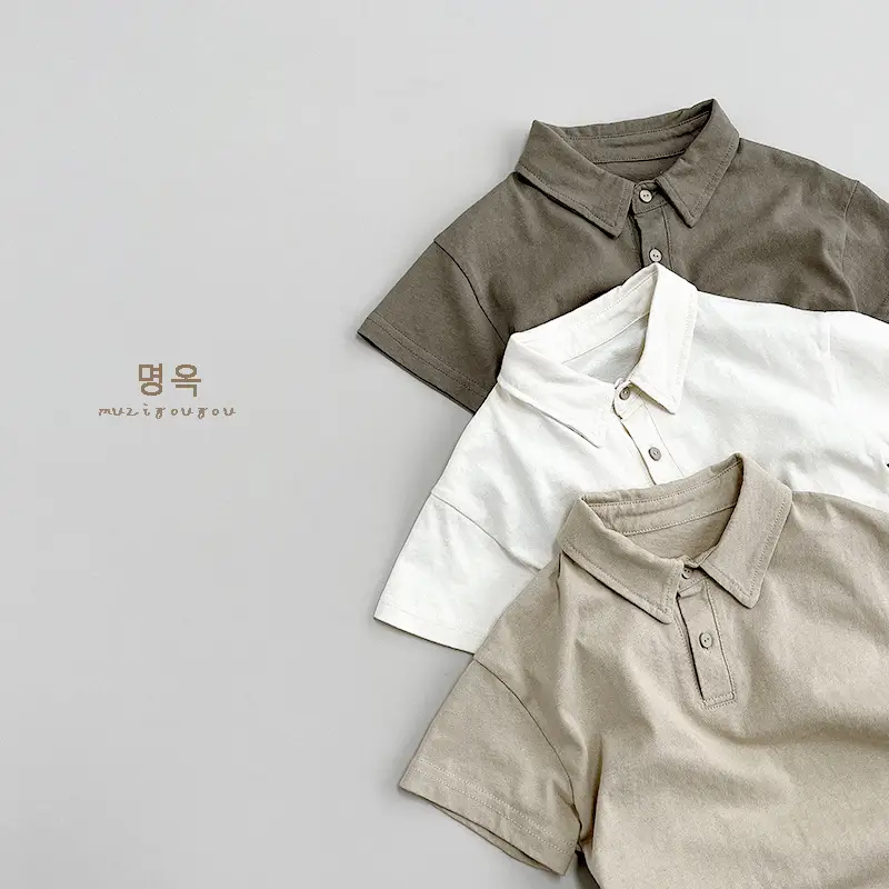 White Cotton Boys Polo Shirt Short Sleeve Summer — feature 30