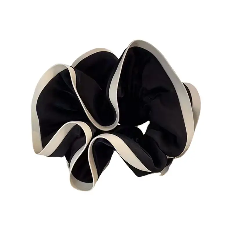 Black & White French Style Hair Ring with Satin Finish - Image 6