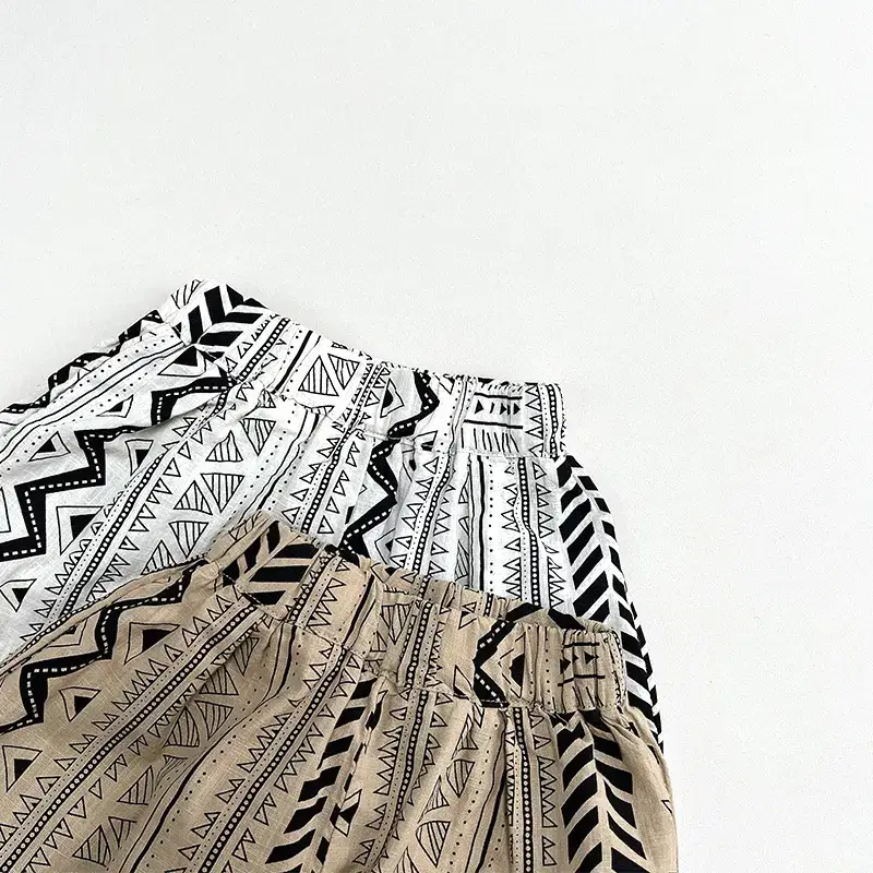 Geometric Printed Capri Pants for Boys Girls Summer Slub Cotton Wide Leg Casual — feature 28