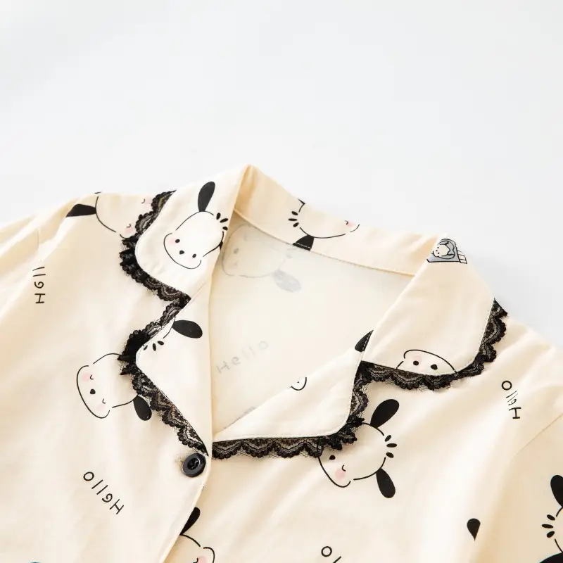 Girls 2-Piece Cotton Pajamas Green Lace Dog Print - Image 8