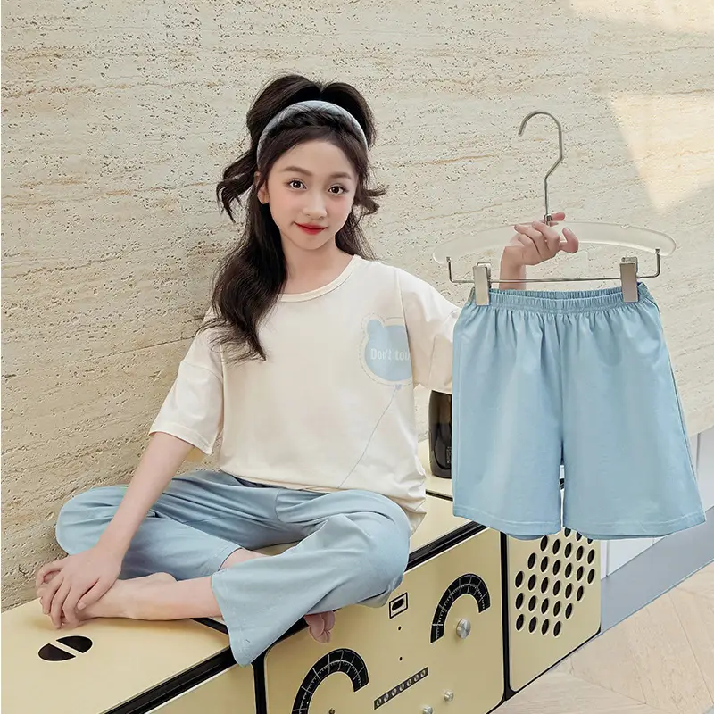 [Cotton three-piece set] pure cotton kite bear blue